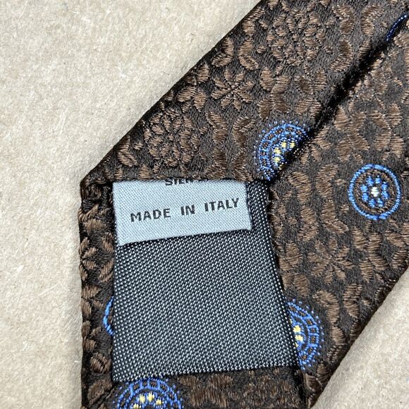 Canali Tie 59” x 3” Silk Bronze Floral Geometric Made In Italy - Picture 3 of 6